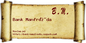 Bank Manfréda névjegykártya